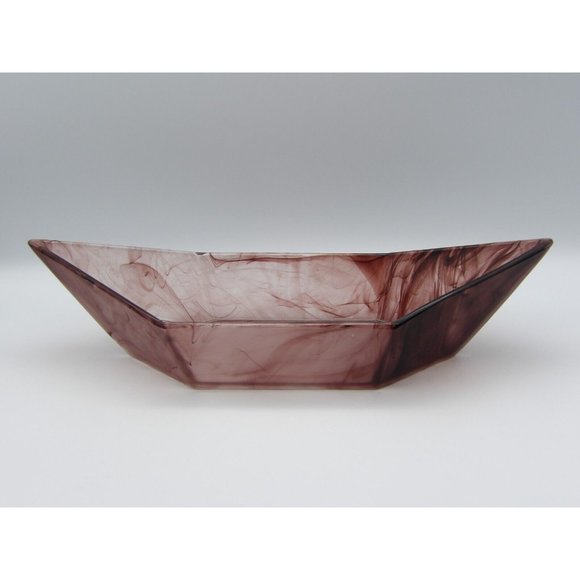 Vintage Davidson Amethyst Cloud Glass Bowl Hexagonal Boat Shaped Art Deco Purple - Picture 2 of 10